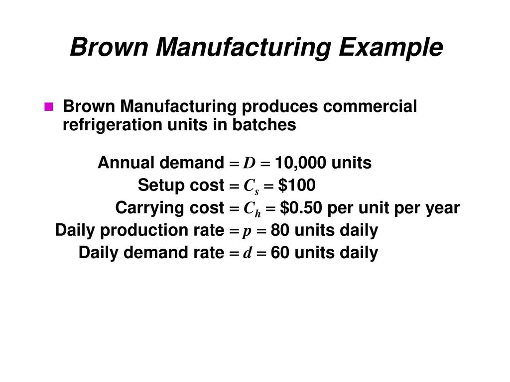 Brown Manufacturing Example