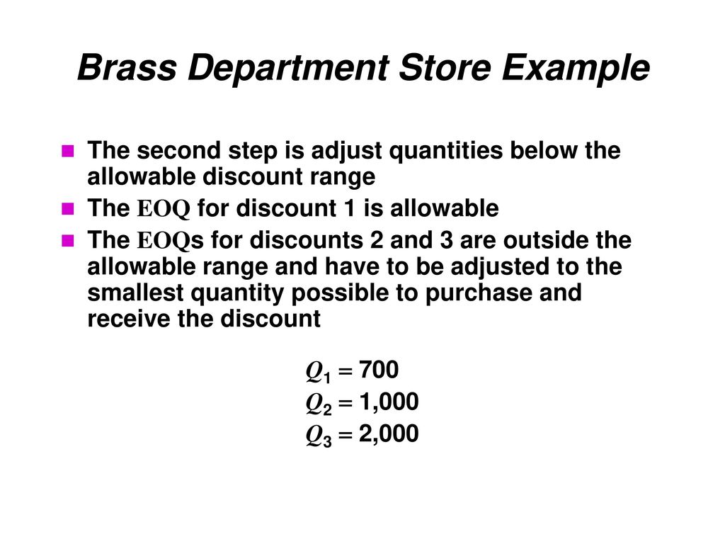 Brass Department Store Example