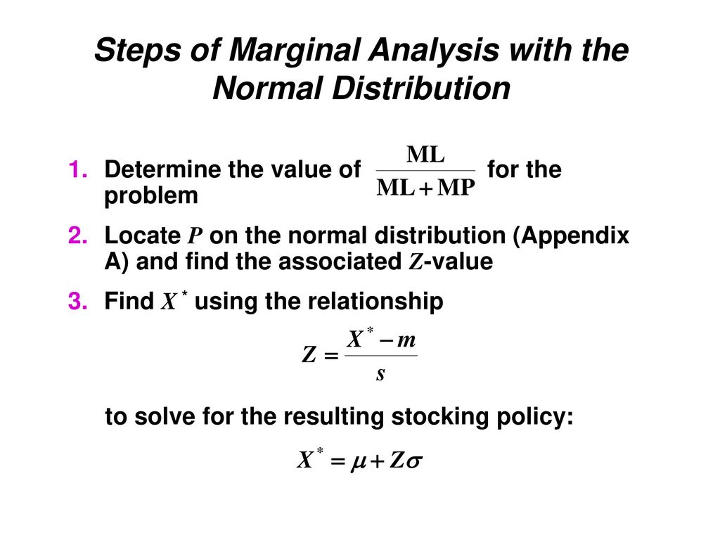 Steps of Marginal Analysis with the Normal Distribution
