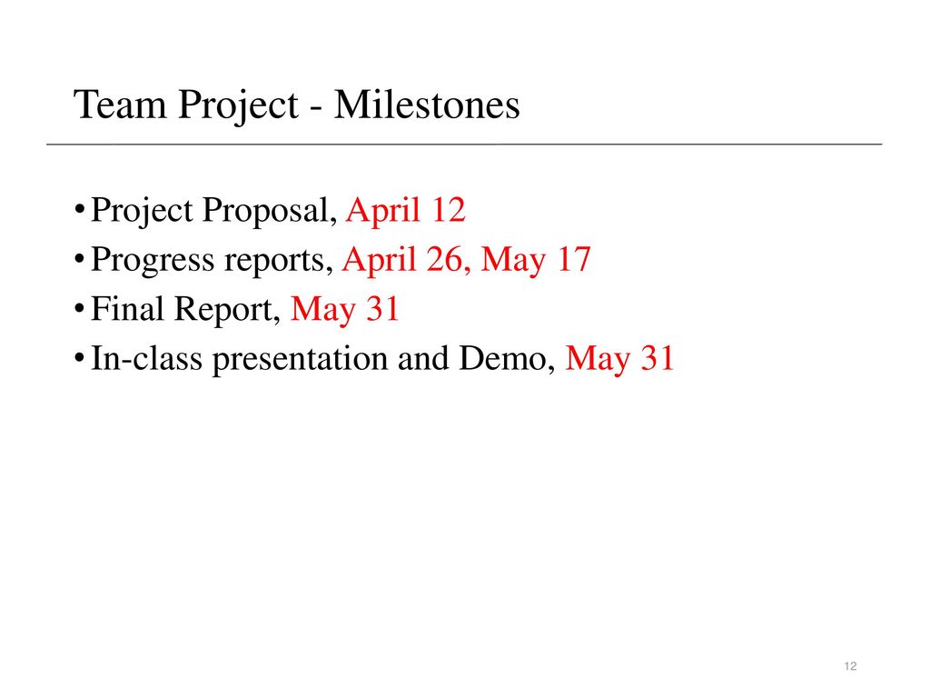 Team Project - Milestones