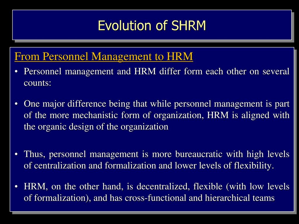 Evolution of SHRM From Personnel Management to HRM