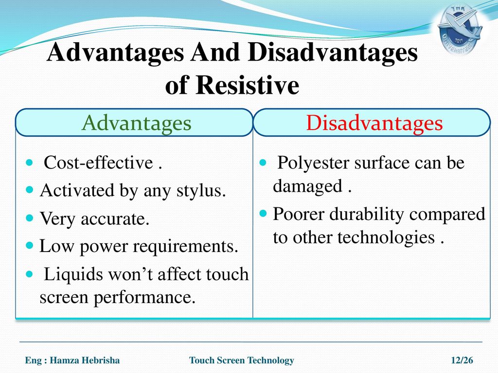 advantages and disadvantages of touch screen monitors in stock