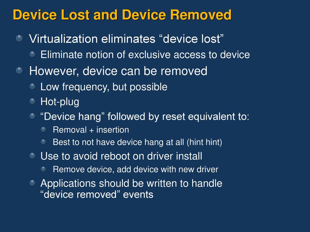 Device Lost and Device Removed