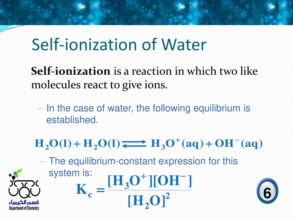 Self-ionization of Water