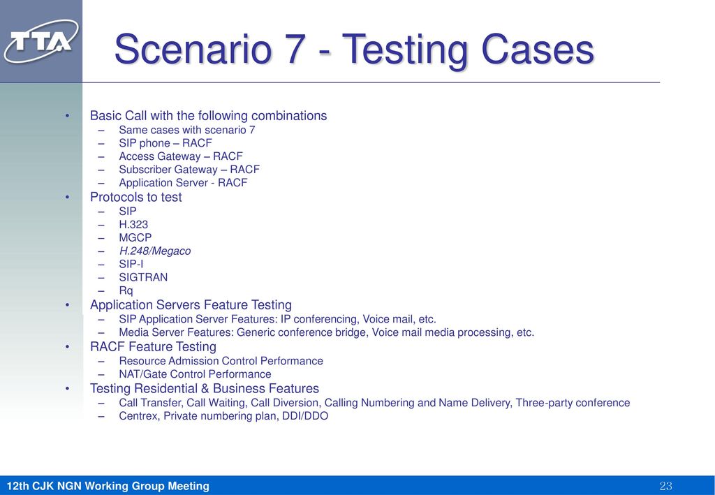 Scenario 7 - Testing Cases