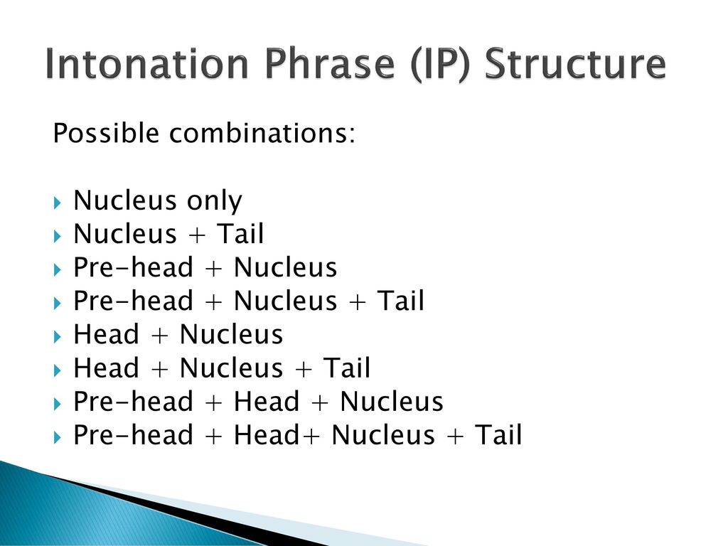 Tone groups. Intonation. Intonation in English. Intonation structure. Pre head Nucleus Tail.