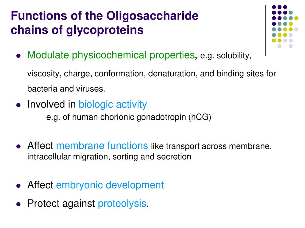 Functions of the Oligosaccharide chains of glycoproteins