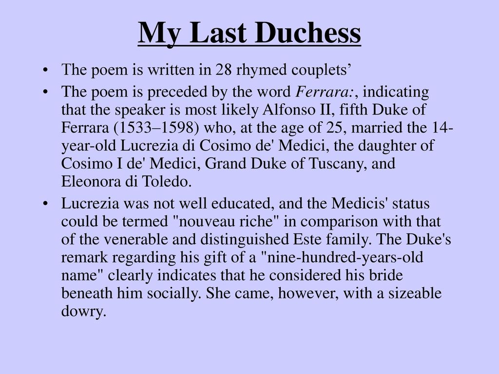 why did robert browning wrote my last duchess