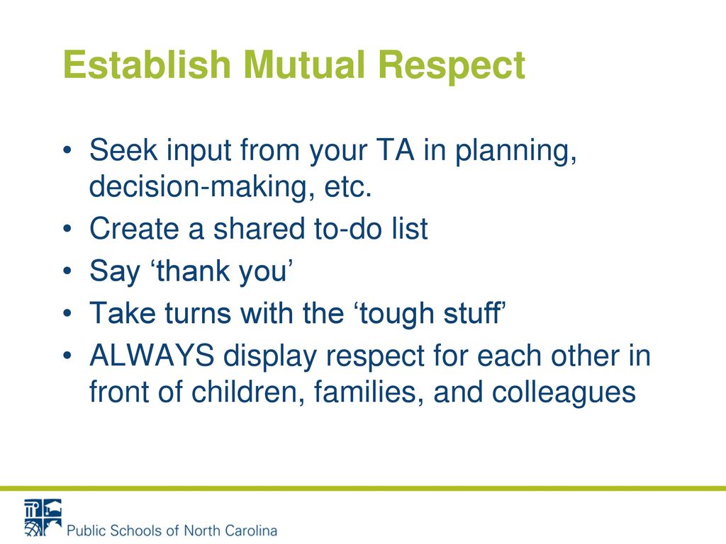 Establish Mutual Respect