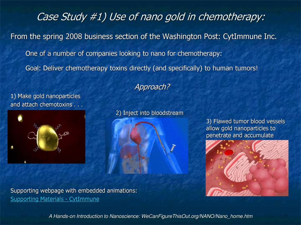 Case Study #1) Use of nano gold in chemotherapy:
