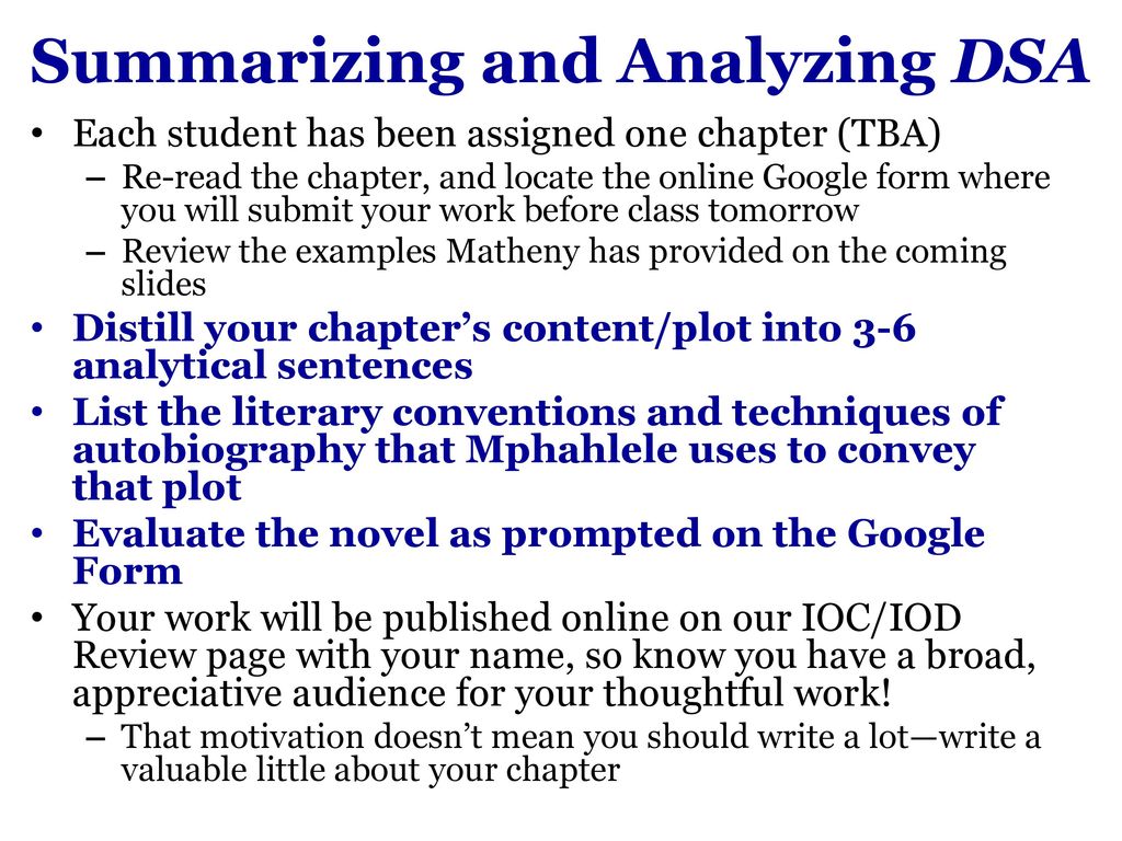 Summarizing And Analyzing Dsa Objective Collaborate To Create Viable Electronic Review Materials Discussing Both Mphahlele S Content And The Techniques Ppt Download Summarizing And Analyzing Dsa Objective Collaborate To Create Viable Electronic Review Materials Discussing Both Mphahlele S Content And The Techniques Ppt Download