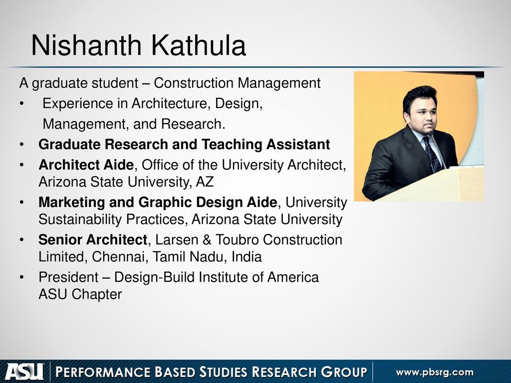 Nishanth Kathula A graduate student – Construction Management