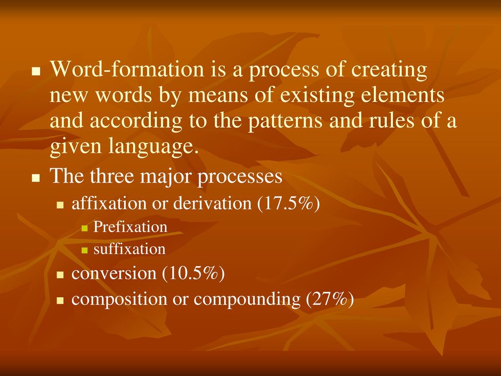 Chapter 3 Word Formation I The Major Processes Ppt Download