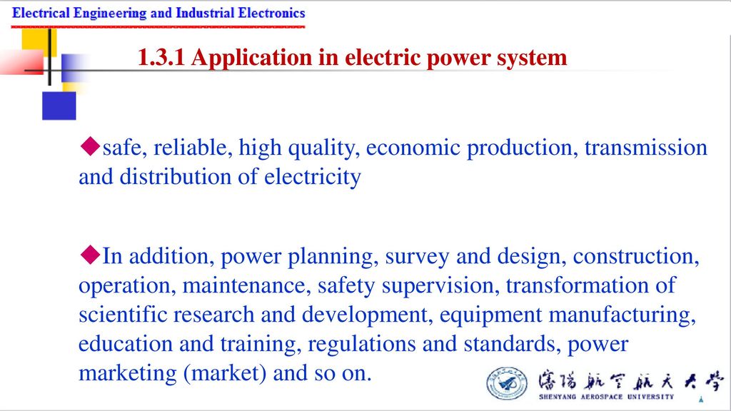 1.3.1 Application in electric power system
