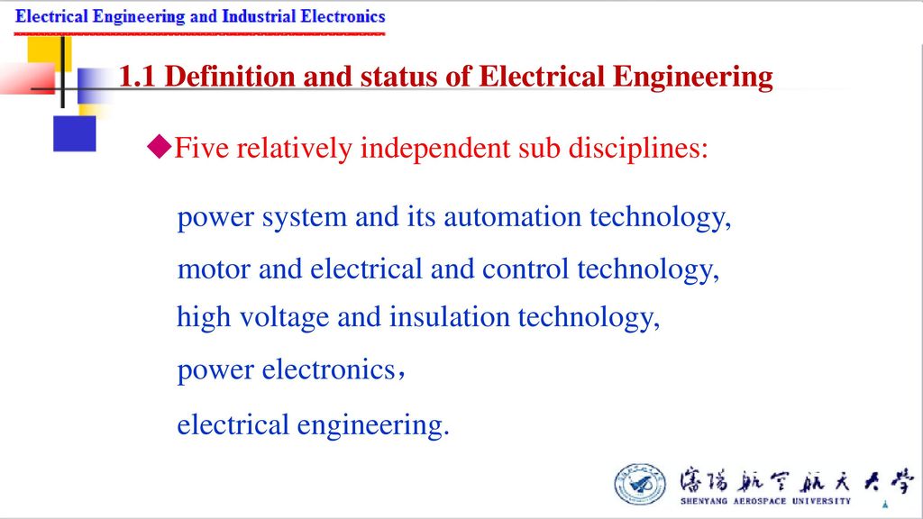 1.1 Definition and status of Electrical Engineering