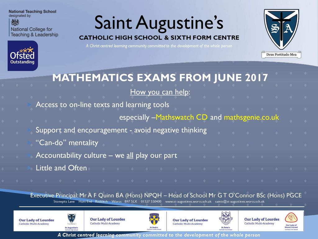 Mathematics Exams FROM June 2017