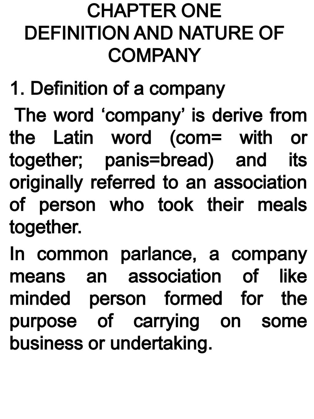 CHAPTER ONE DEFINITION AND NATURE OF COMPANY - ppt download