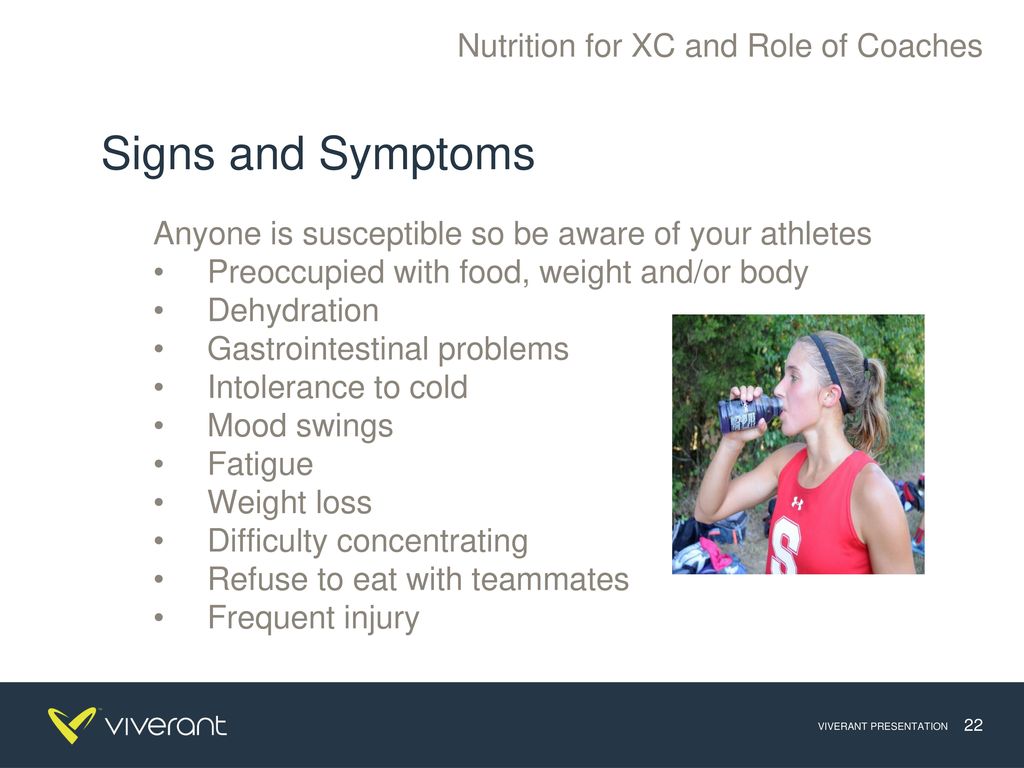 Signs and Symptoms Nutrition for XC and Role of Coaches