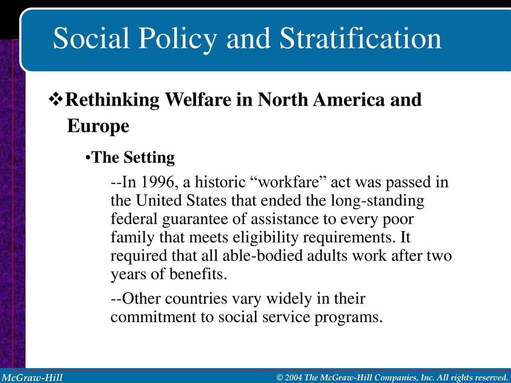 Social Policy and Stratification