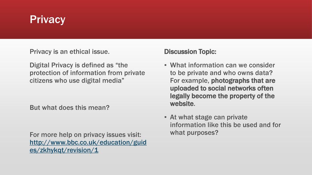 Hva er et eksempel på digitalt privatliv?