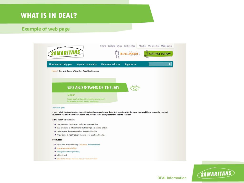 WHAT IS IN DEAL Example of web page