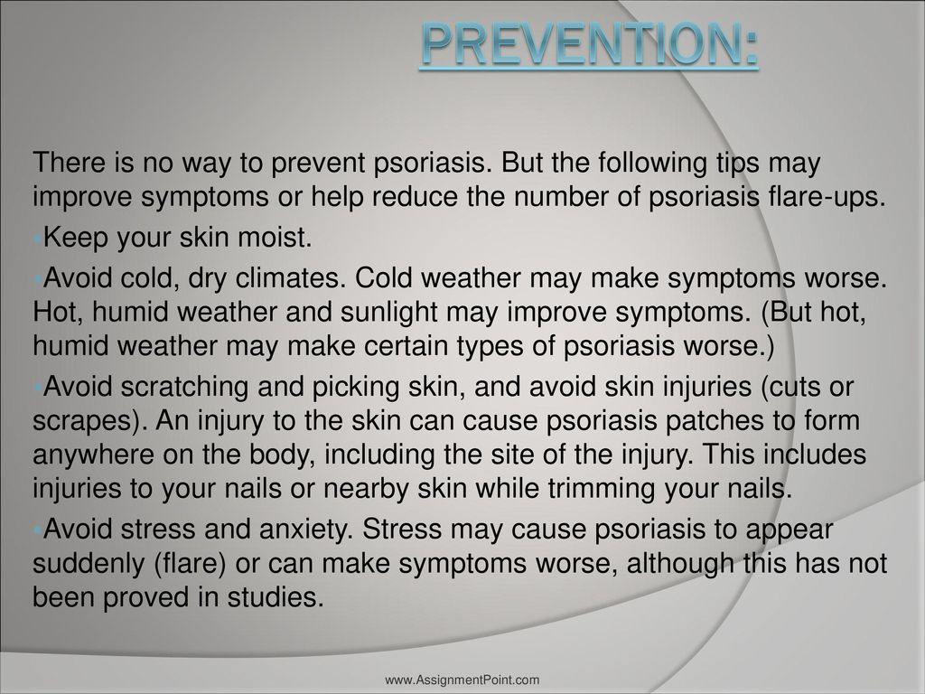 prevention of psoriasis