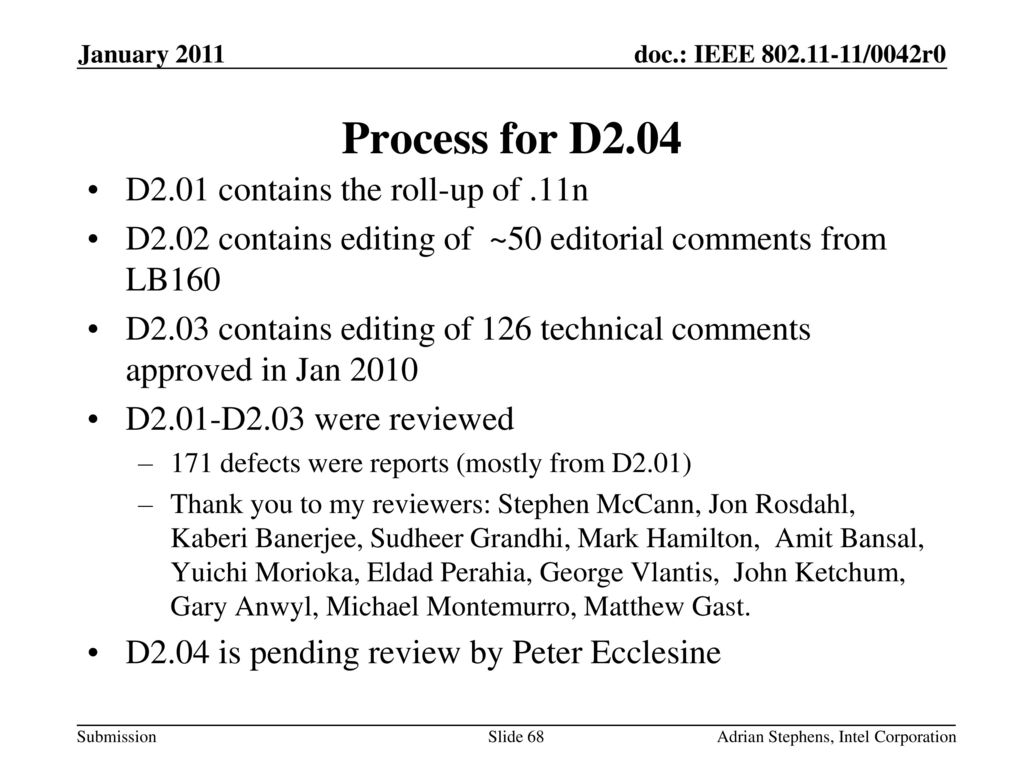 Process for D2.04 D2.01 contains the roll-up of .11n