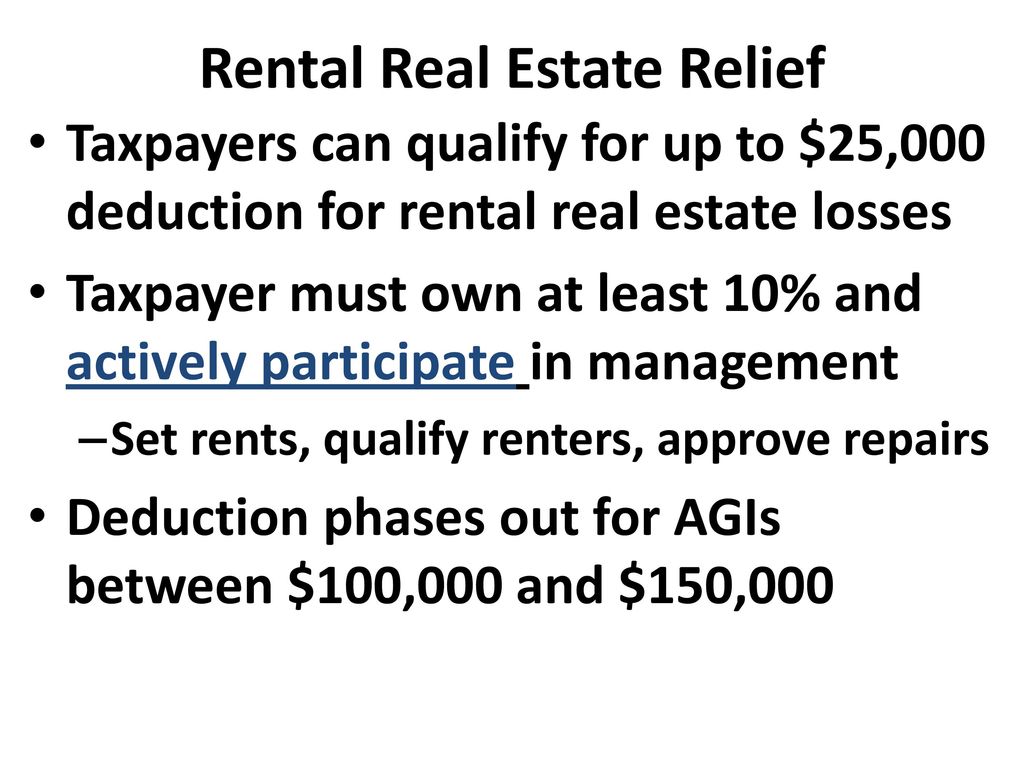 Rental Real Estate Relief