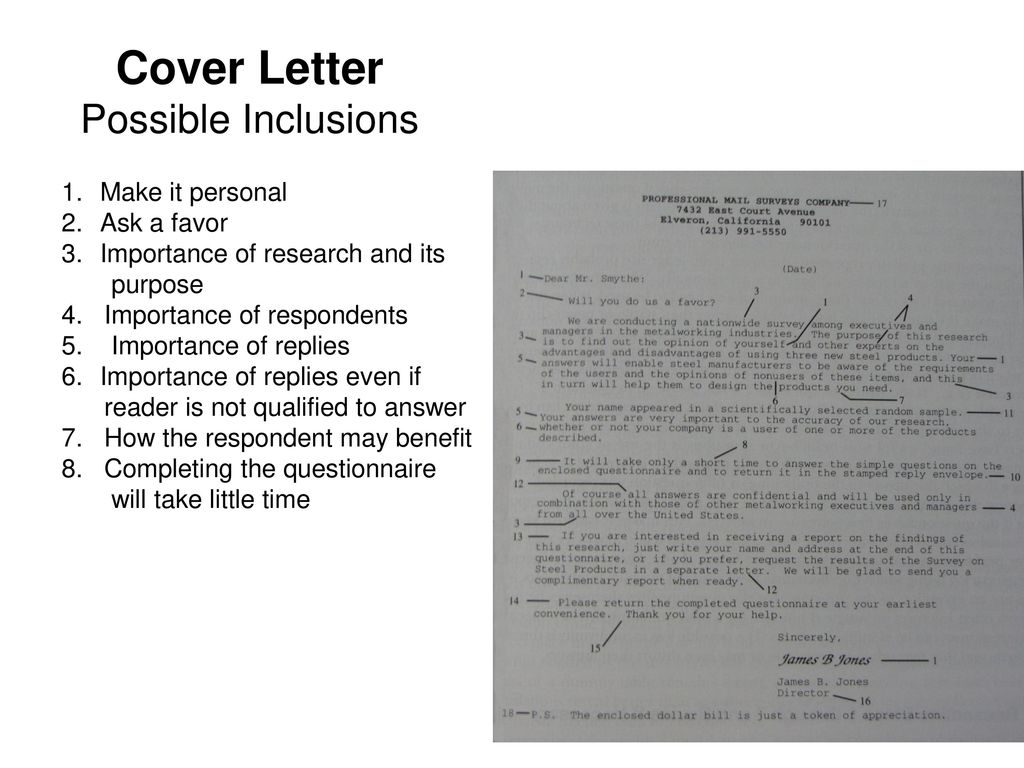 Cover Letter Possible Inclusions Make it personal Ask a favor
