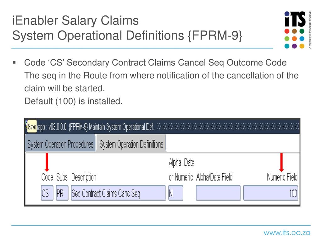 iEnabler Salary Claims System Operational Definitions {FPRM-9}
