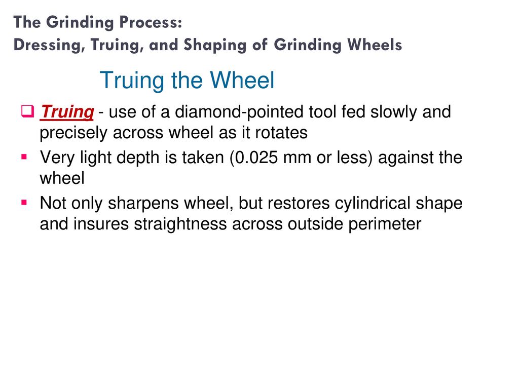 The Grinding Process: Dressing, Truing, and Shaping of Grinding Wheels