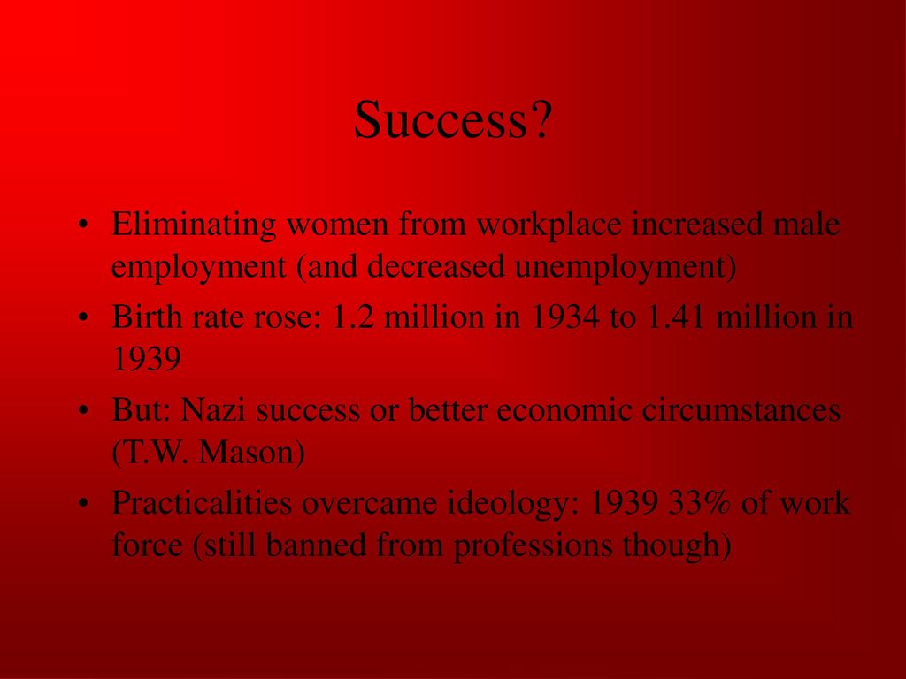 Success Eliminating women from workplace increased male employment (and decreased unemployment)