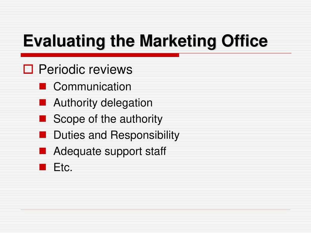 Evaluating the Marketing Office