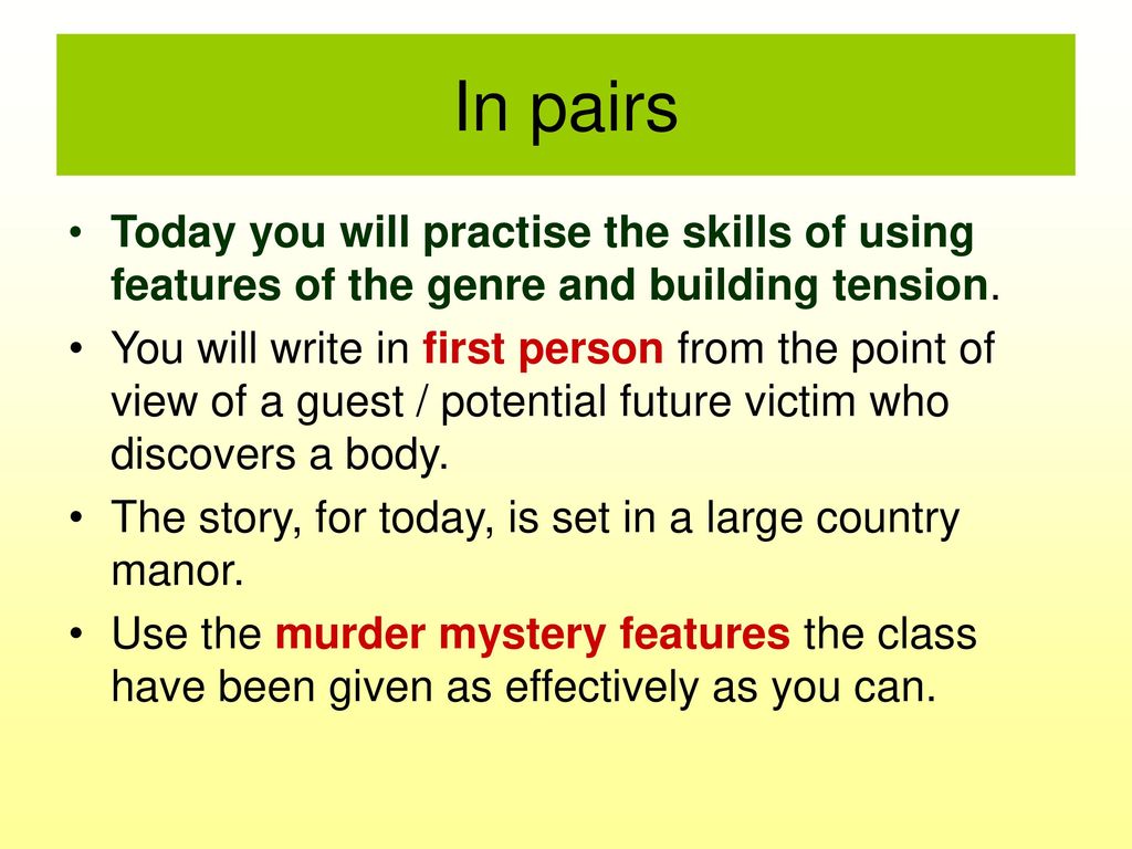 WRITING A MURDER MYSTERY - ppt download