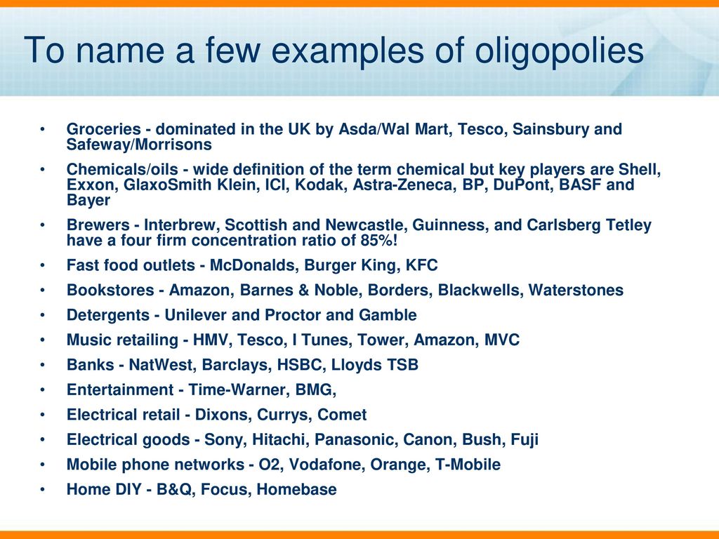 oligopoly examples