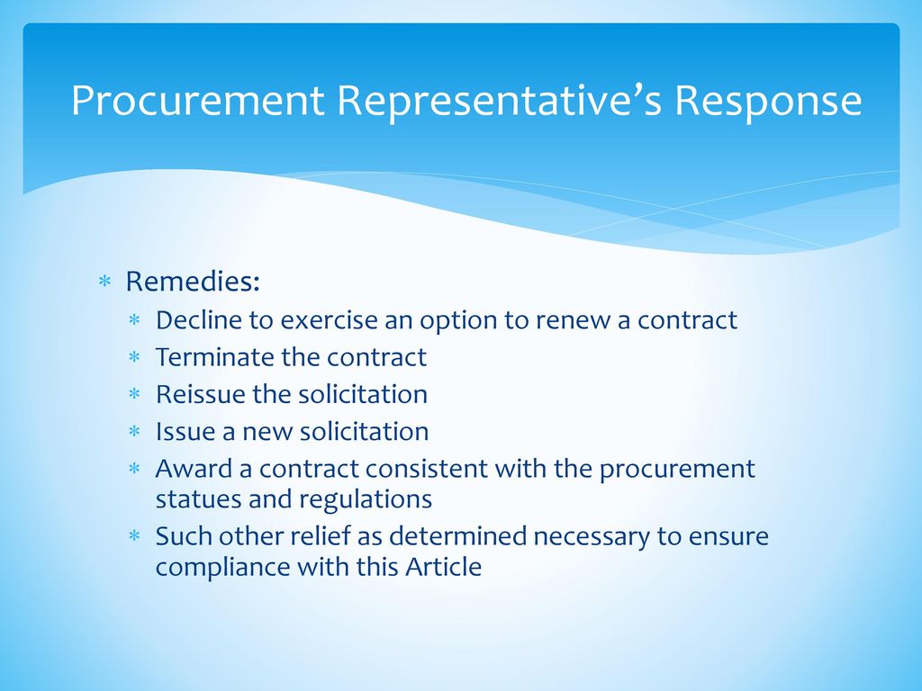 Procurement Representative’s Response