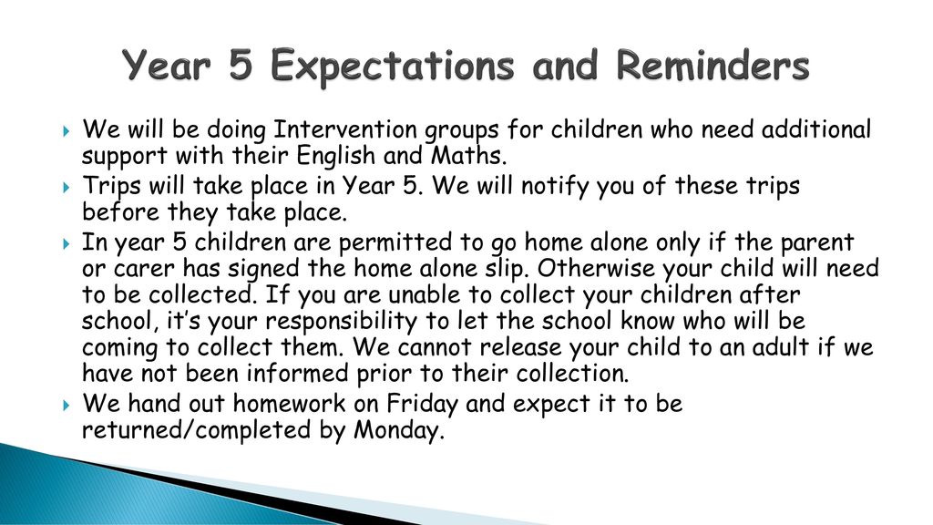 Year 5 Expectations and Reminders