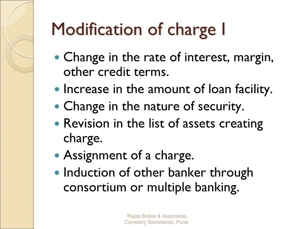 Modification of charge I