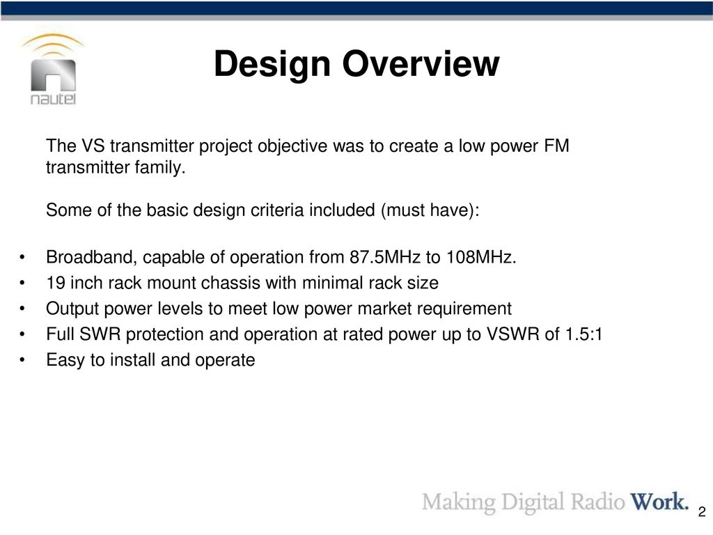 Vs Series Transmitters Design Overview Ppt Download