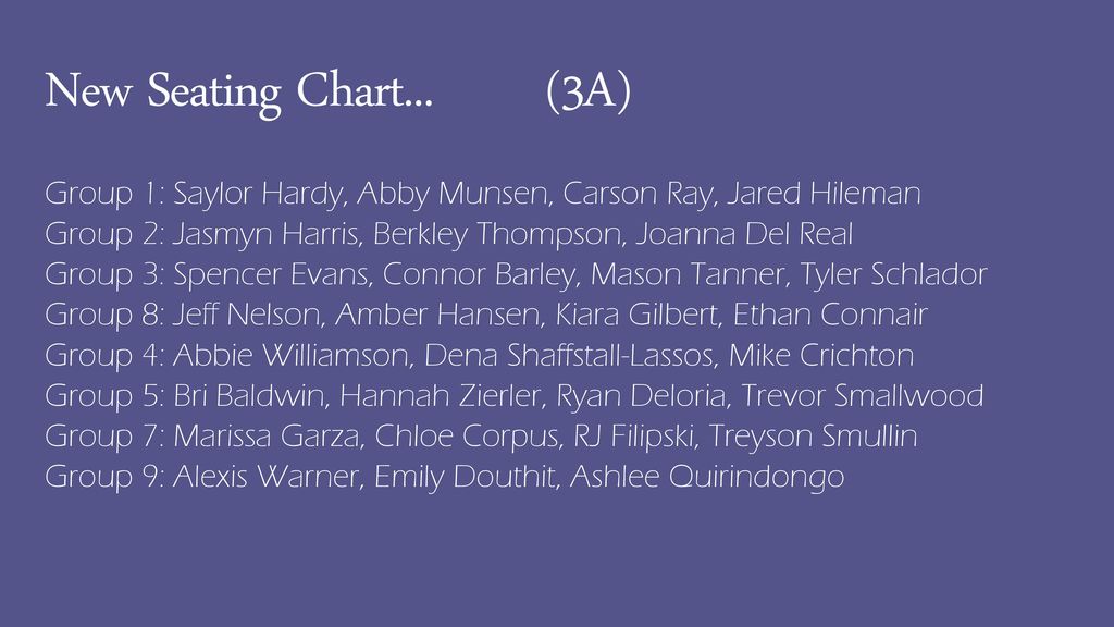 New Seating Chart 1a Group 1 Braden Heath Matt Criner