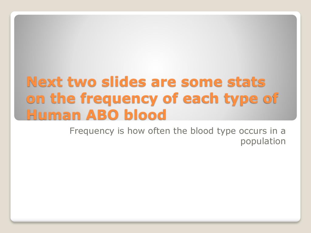 Frequency is how often the blood type occurs in a population