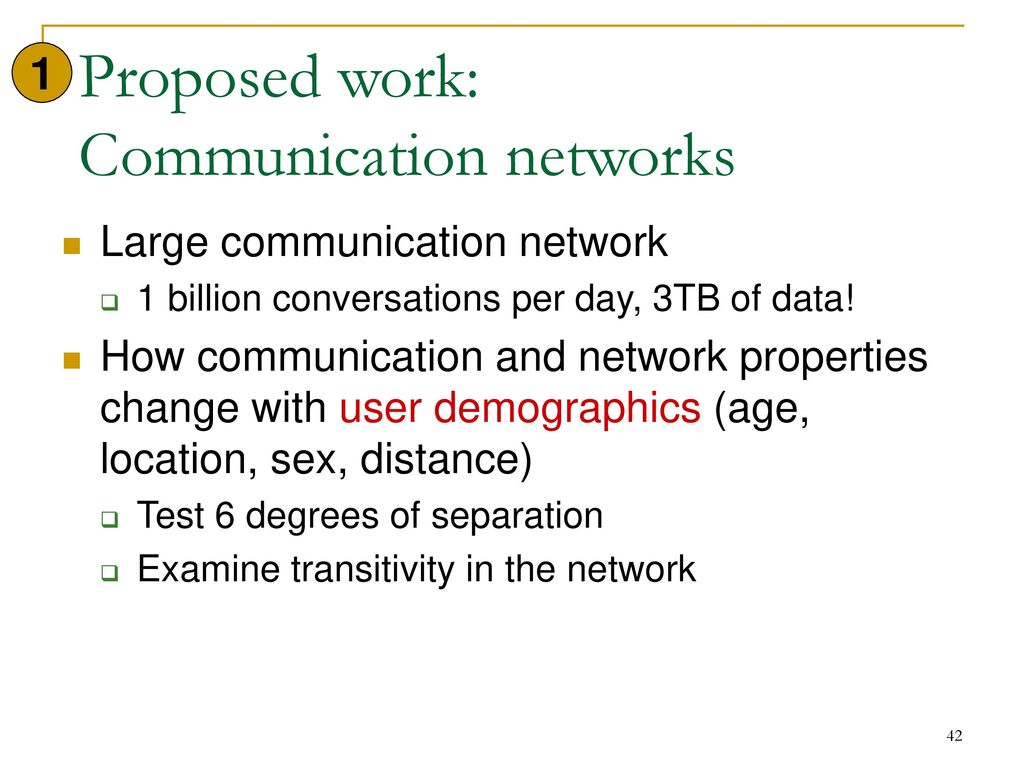 Proposed work: Communication networks