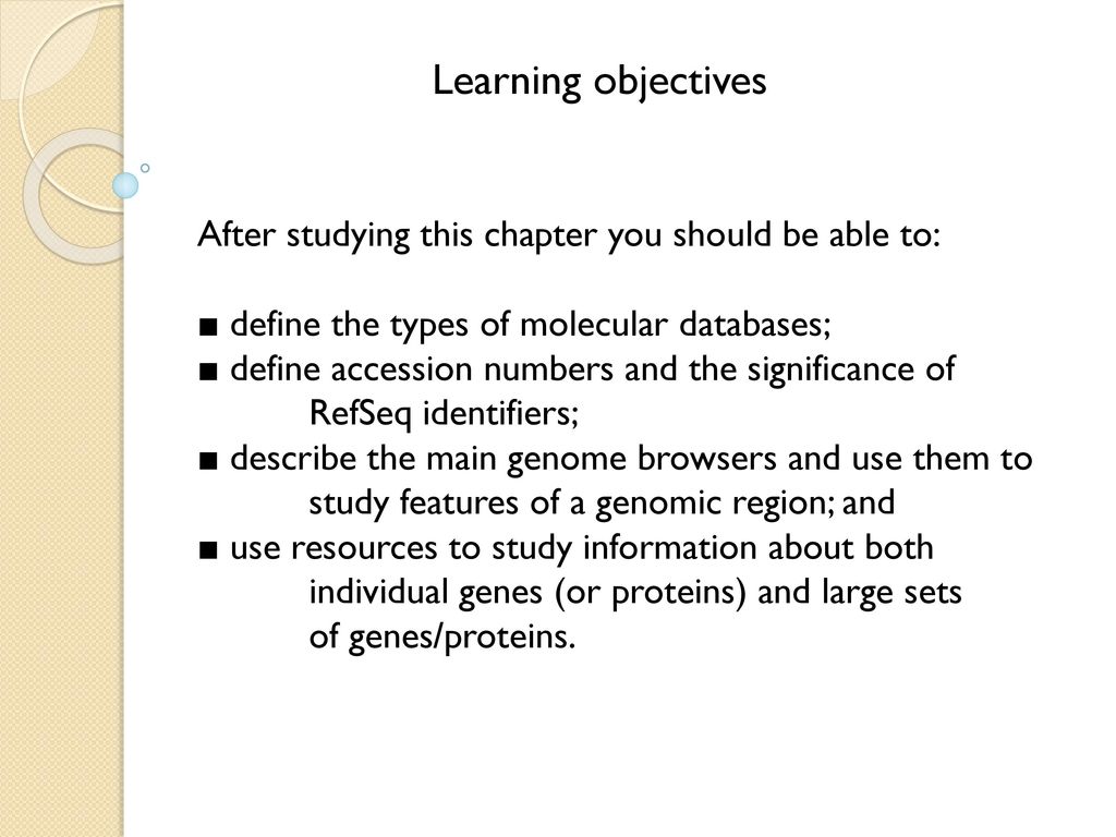 Learning objectives After studying this chapter you should be able to: