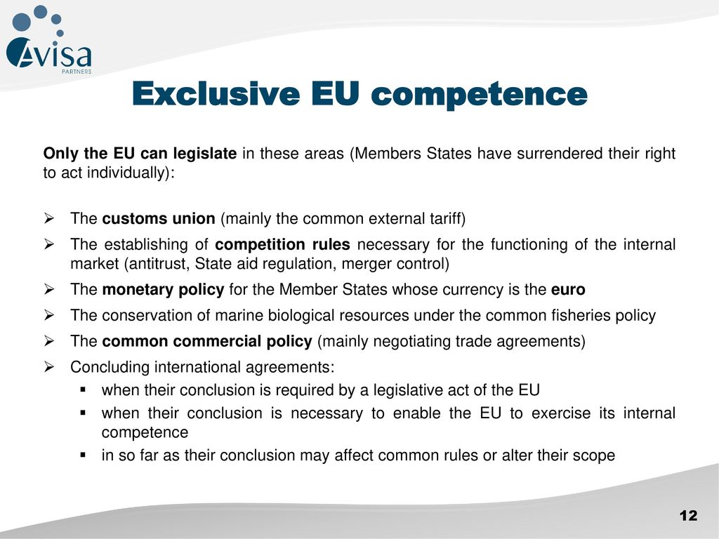 Exclusive EU competence