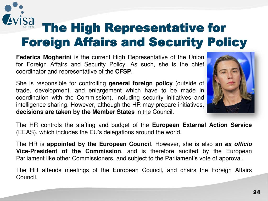 The High Representative for Foreign Affairs and Security Policy