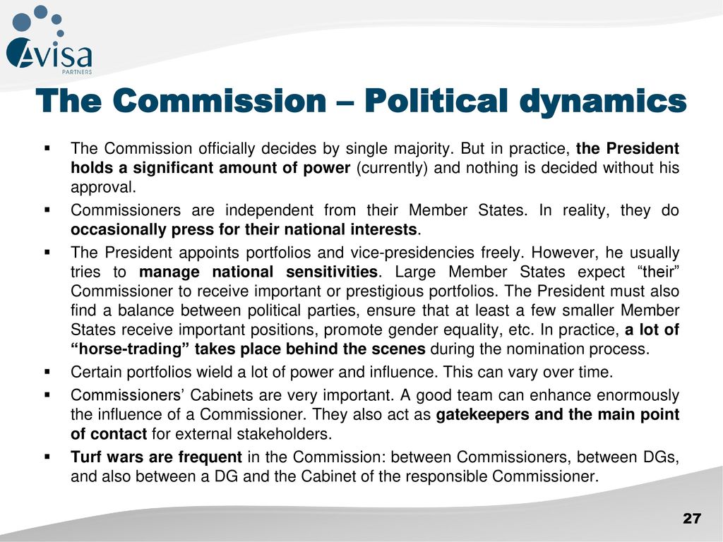 The Commission – Political dynamics