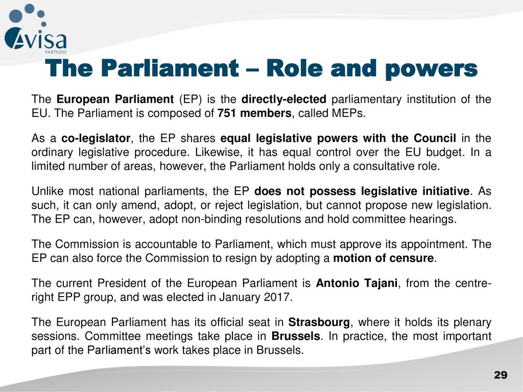 The Parliament – Role and powers