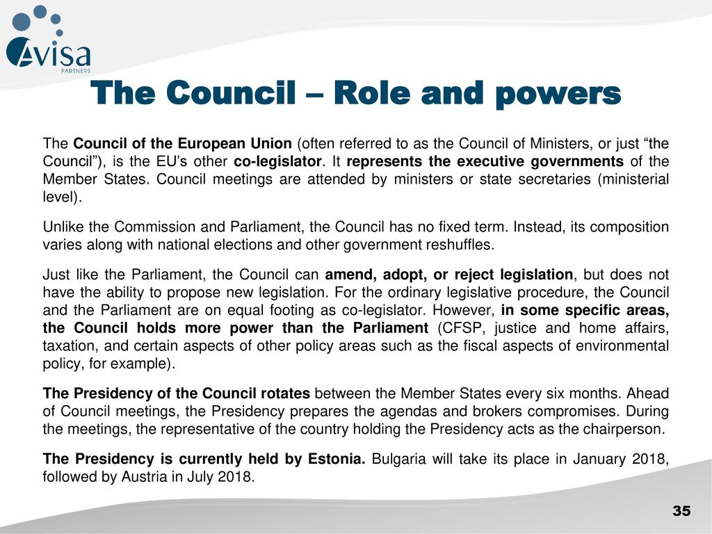 The Council – Role and powers