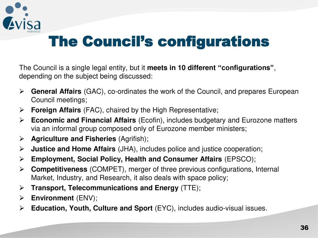 The Council’s configurations