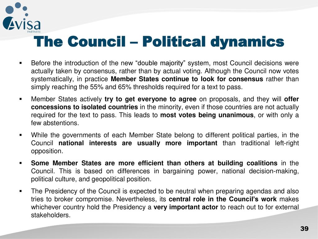 The Council – Political dynamics